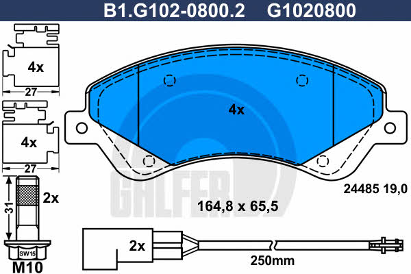 Galfer B1.G102-0800.2 Brake Pad Set, disc brake B1G10208002