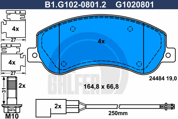 Galfer B1.G102-0801.2 Brake Pad Set, disc brake B1G10208012