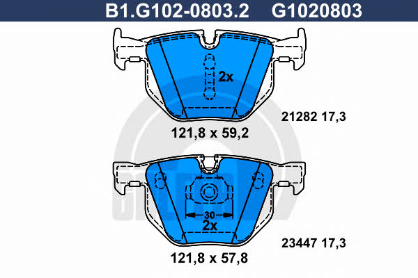 Galfer B1.G102-0803.2 Brake Pad Set, disc brake B1G10208032