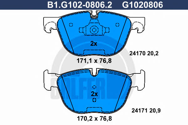 Galfer B1.G102-0806.2 Brake Pad Set, disc brake B1G10208062