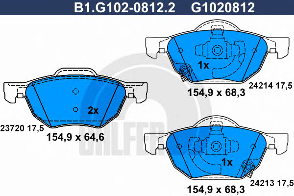 Galfer B1.G102-0812.2 Brake Pad Set, disc brake B1G10208122