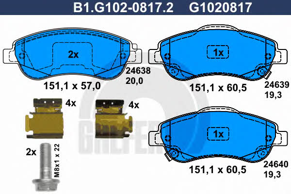 Galfer B1.G102-0817.2 Brake Pad Set, disc brake B1G10208172
