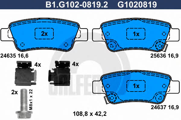 Galfer B1.G102-0819.2 Brake Pad Set, disc brake B1G10208192