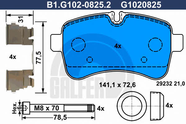 Galfer B1.G102-0825.2 Brake Pad Set, disc brake B1G10208252