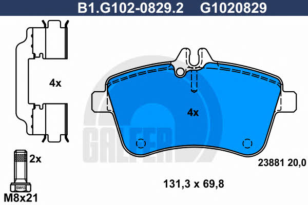 Galfer B1.G102-0829.2 Brake Pad Set, disc brake B1G10208292
