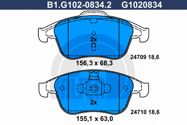 Galfer B1.G102-0834.2 Brake Pad Set, disc brake B1G10208342