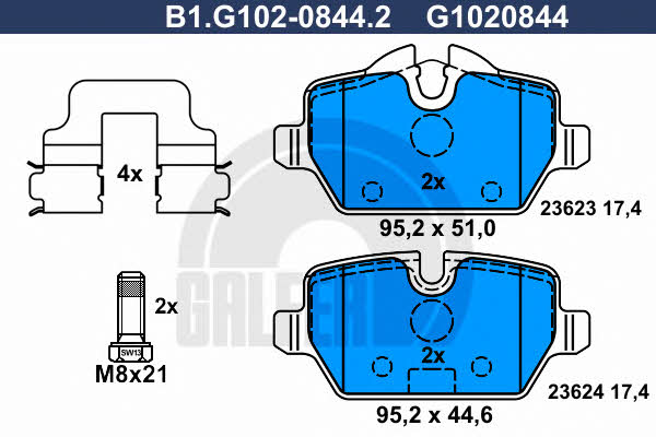 Galfer B1.G102-0844.2 Brake Pad Set, disc brake B1G10208442