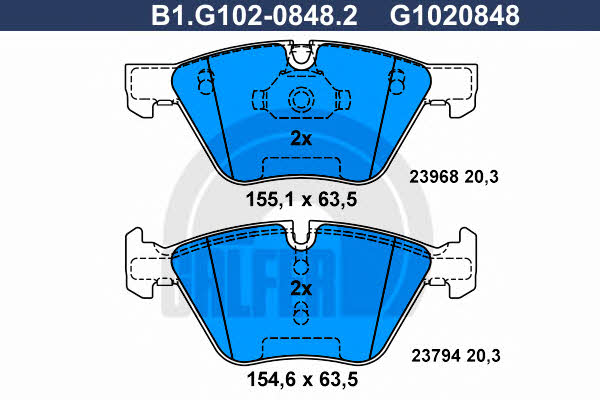 Galfer B1.G102-0848.2 Brake Pad Set, disc brake B1G10208482