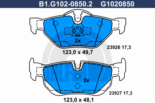 Galfer B1.G102-0850.2 Brake Pad Set, disc brake B1G10208502