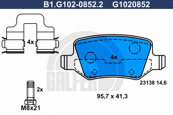 Galfer B1.G102-0852.2 Brake Pad Set, disc brake B1G10208522