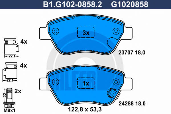 Galfer B1.G102-0858.2 Brake Pad Set, disc brake B1G10208582