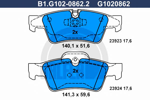 Galfer B1.G102-0862.2 Brake Pad Set, disc brake B1G10208622