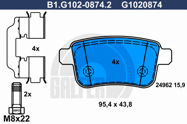Galfer B1.G102-0874.2 Brake Pad Set, disc brake B1G10208742