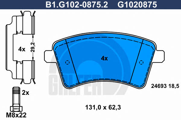 Galfer B1.G102-0875.2 Brake Pad Set, disc brake B1G10208752