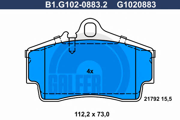Galfer B1.G102-0883.2 Brake Pad Set, disc brake B1G10208832
