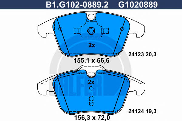 Galfer B1.G102-0889.2 Brake Pad Set, disc brake B1G10208892
