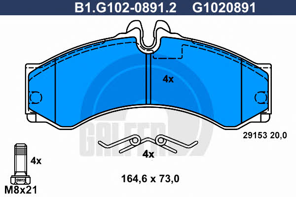 Galfer B1.G102-0891.2 Brake Pad Set, disc brake B1G10208912