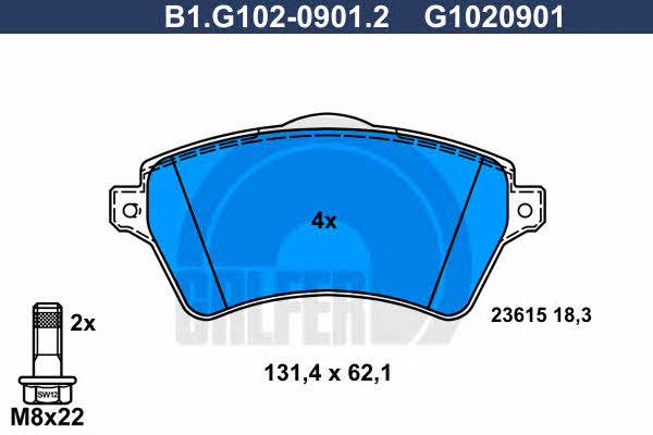 Galfer B1.G102-0901.2 Brake Pad Set, disc brake B1G10209012