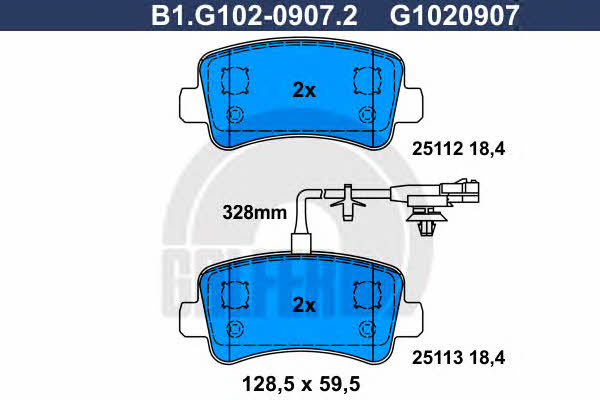 Galfer B1.G102-0907.2 Brake Pad Set, disc brake B1G10209072