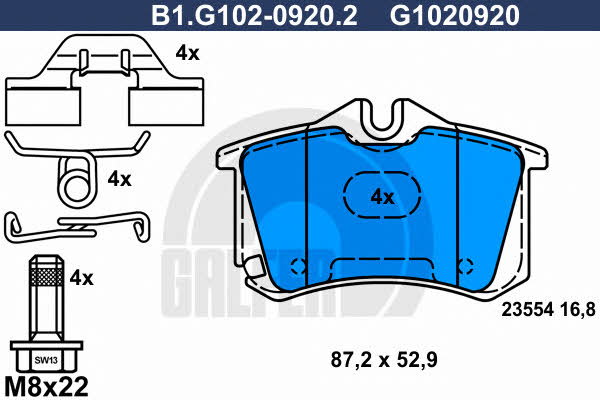 Galfer B1.G102-0920.2 Brake Pad Set, disc brake B1G10209202