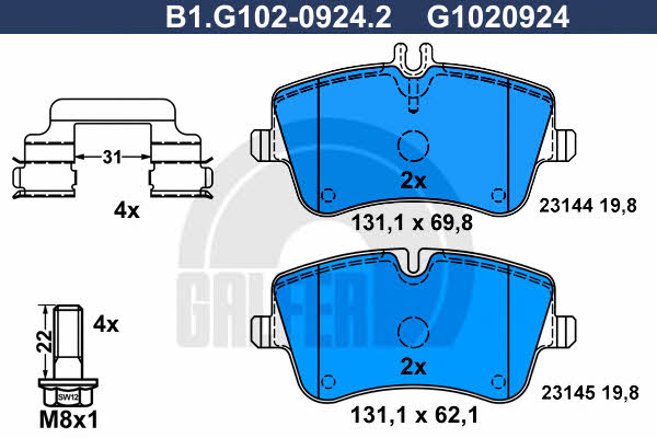 Galfer B1.G102-0924.2 Brake Pad Set, disc brake B1G10209242