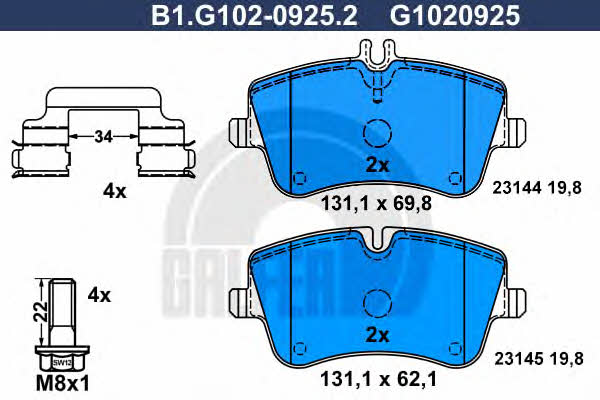 Galfer B1.G102-0925.2 Brake Pad Set, disc brake B1G10209252