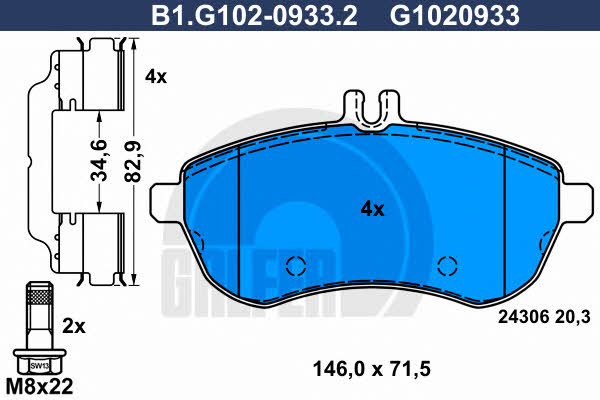 Galfer B1.G102-0933.2 Brake Pad Set, disc brake B1G10209332