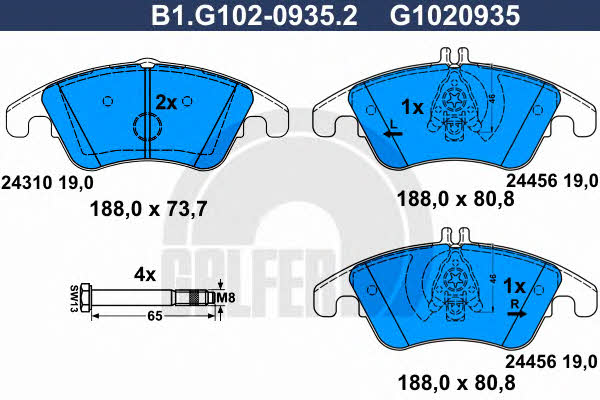 Galfer B1.G102-0935.2 Brake Pad Set, disc brake B1G10209352