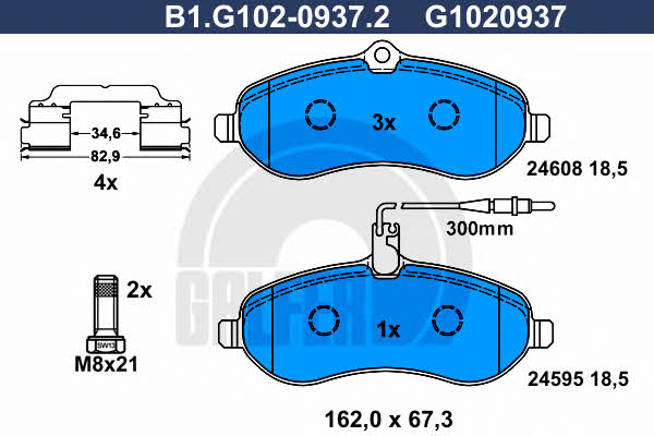Galfer B1.G102-0937.2 Brake Pad Set, disc brake B1G10209372