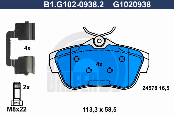Galfer B1.G102-0938.2 Brake Pad Set, disc brake B1G10209382