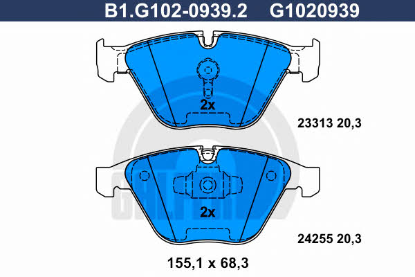Galfer B1.G102-0939.2 Brake Pad Set, disc brake B1G10209392