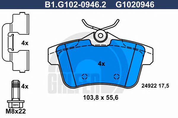 Galfer B1.G102-0946.2 Brake Pad Set, disc brake B1G10209462