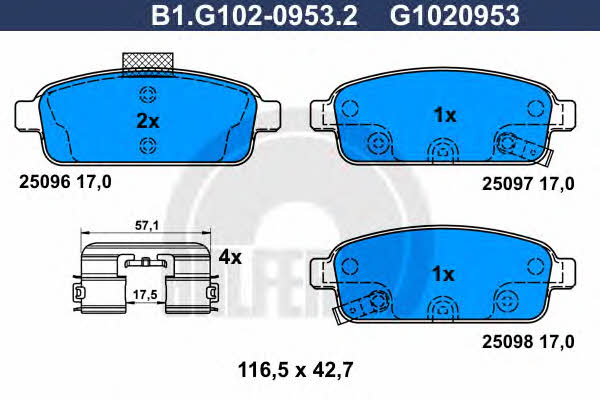 Galfer B1.G102-0953.2 Brake Pad Set, disc brake B1G10209532