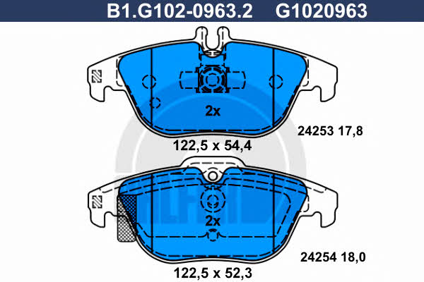 Galfer B1.G102-0963.2 Brake Pad Set, disc brake B1G10209632