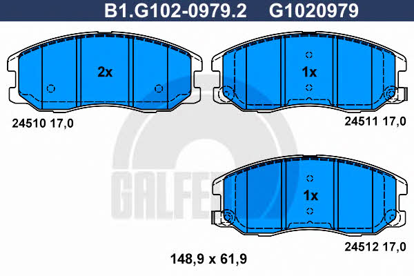 Galfer B1.G102-0979.2 Brake Pad Set, disc brake B1G10209792