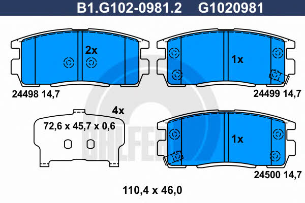 Galfer B1.G102-0981.2 Brake Pad Set, disc brake B1G10209812