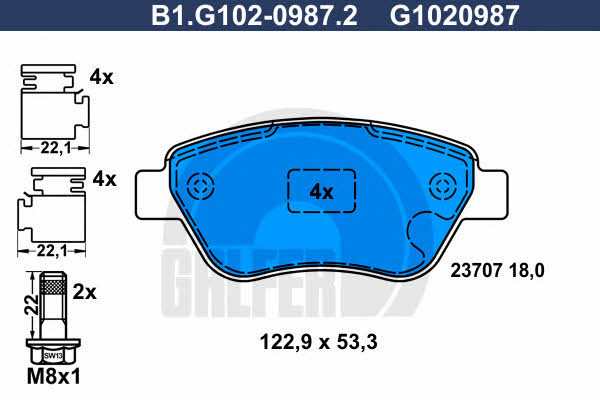 Galfer B1.G102-0987.2 Brake Pad Set, disc brake B1G10209872
