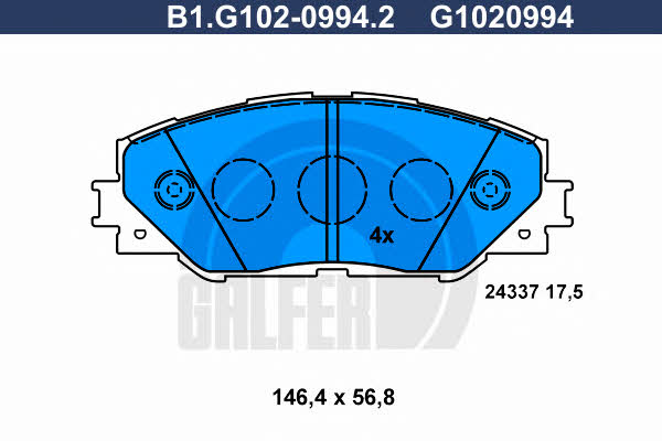 Galfer B1.G102-0994.2 Brake Pad Set, disc brake B1G10209942