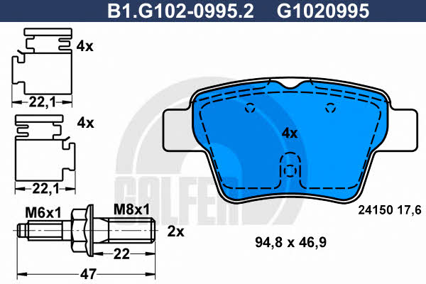 Galfer B1.G102-0995.2 Brake Pad Set, disc brake B1G10209952