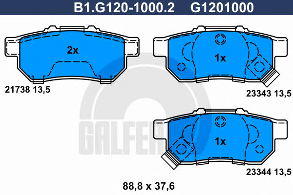 Galfer B1.G120-1000.2 Brake Pad Set, disc brake B1G12010002