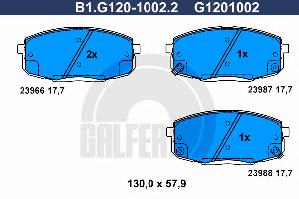 Galfer B1.G120-1002.2 Brake Pad Set, disc brake B1G12010022