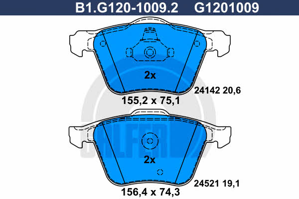 Galfer B1.G120-1009.2 Brake Pad Set, disc brake B1G12010092
