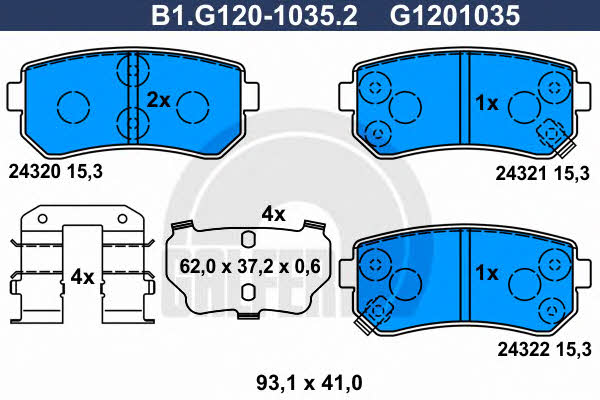 Galfer B1.G120-1035.2 Brake Pad Set, disc brake B1G12010352