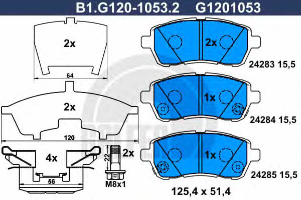Galfer B1.G120-1053.2 Brake Pad Set, disc brake B1G12010532