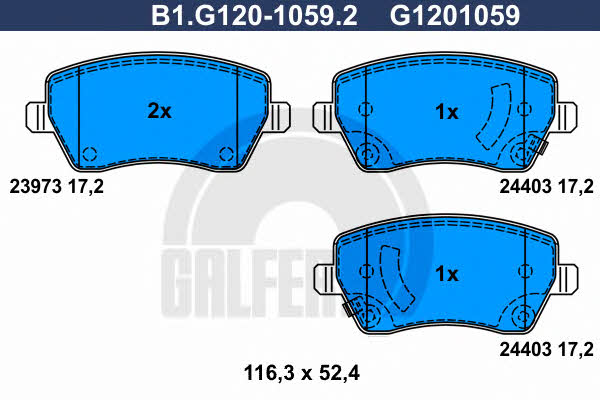 Galfer B1.G120-1059.2 Brake Pad Set, disc brake B1G12010592