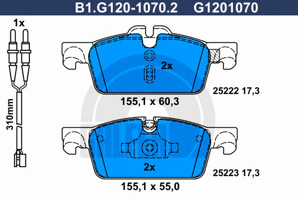 Galfer B1.G120-1070.2 Brake Pad Set, disc brake B1G12010702