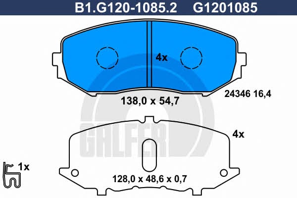Galfer B1.G120-1085.2 Brake Pad Set, disc brake B1G12010852