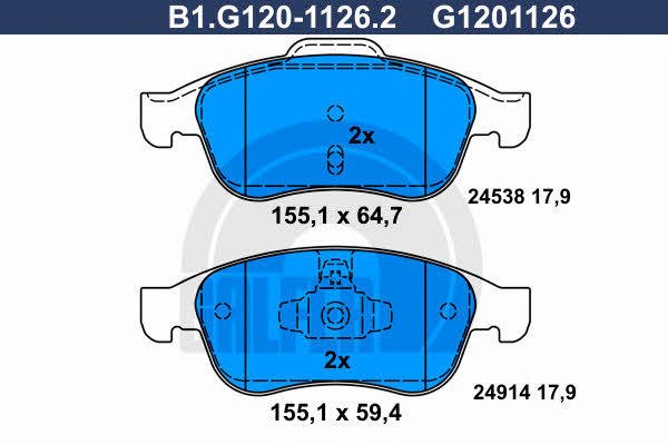 Galfer B1.G120-1126.2 Brake Pad Set, disc brake B1G12011262