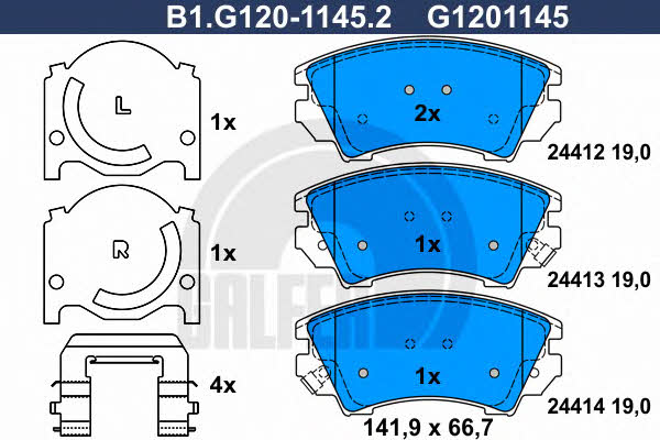 Galfer B1.G120-1145.2 Brake Pad Set, disc brake B1G12011452
