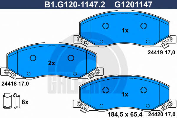 Galfer B1.G120-1147.2 Brake Pad Set, disc brake B1G12011472